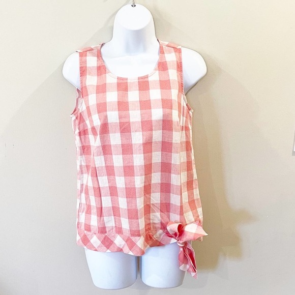 J. Crew Factory Tops - J Crew Factory Gingham Side Tie Sleeveless Top 0